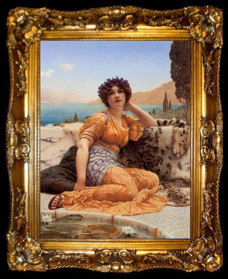 framed  John William Godward With Violets Wreathed and Robe of Saffron Hue, ta009-2